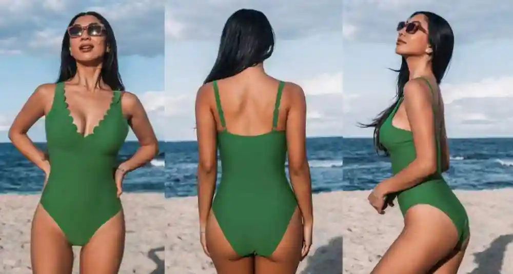 scalloped-v-neck-one-piece-swimsuit
