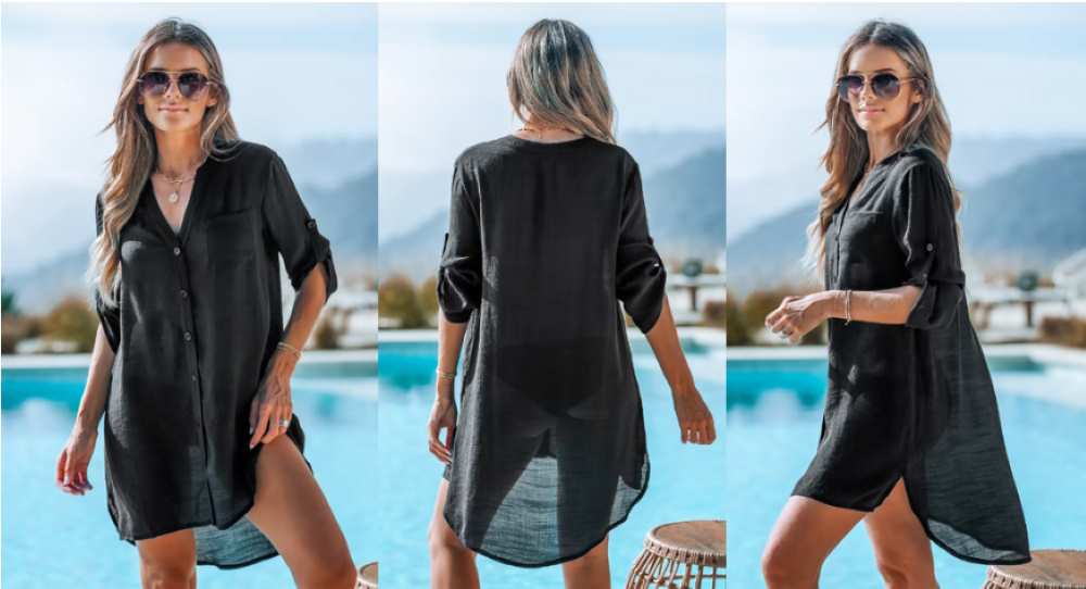black-button-up-v-neck-mini-cover-up