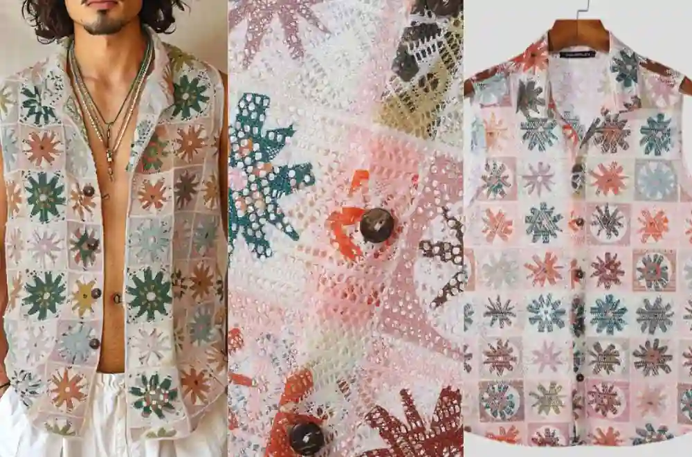 mens-windowpane-print-lace-sleeveless-shirt