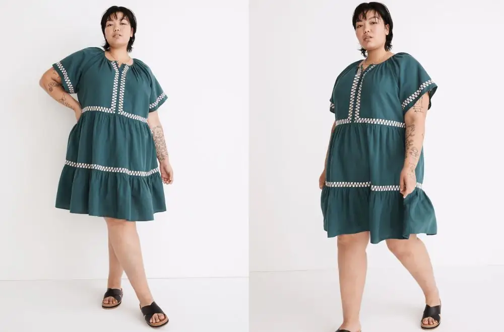 plus-embroidered-linen-blend-flutter-sleeve-mini-dress