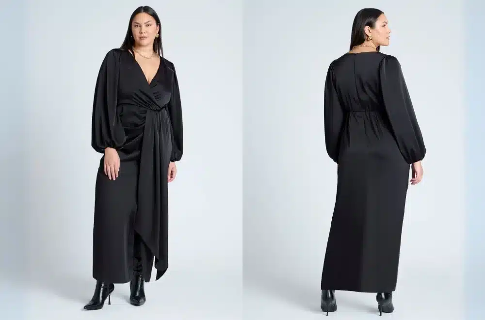 satin-puff-sleeve-pleated-dress