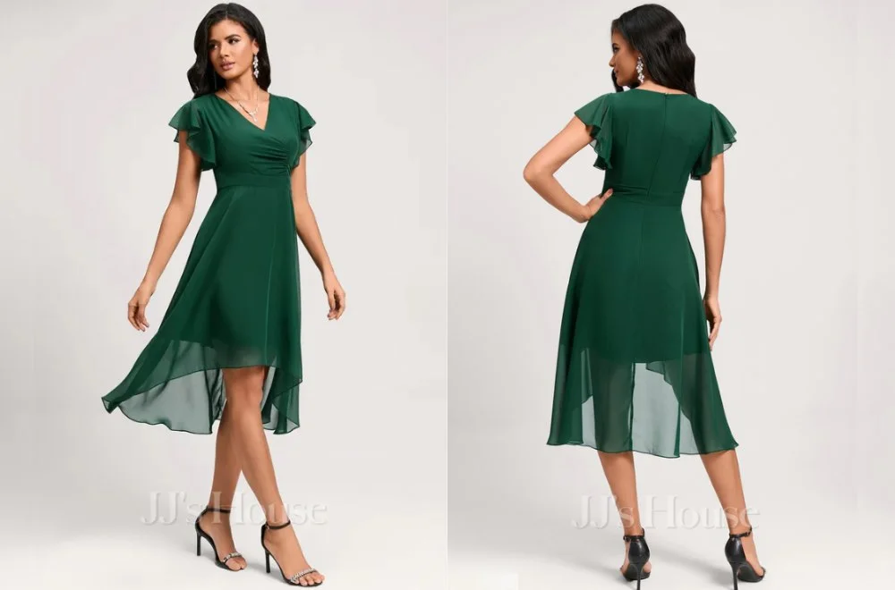 a-line-v-neck-asymmetrical-chiffon-cocktail-dress-with-ruffle